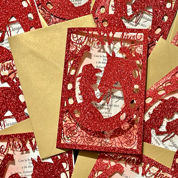 Western Quinceanera Theme Laser Cut Invitation