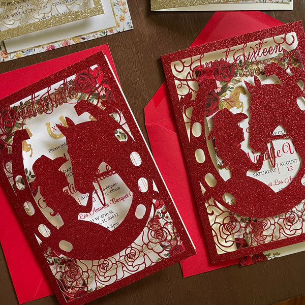 Western Quinceanera Theme Laser Cut Invitation