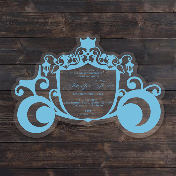 Cinderella Carriage Shaped Acrylic Invitation