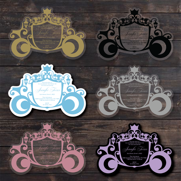 Cinderella Carriage Shaped Acrylic Invitation