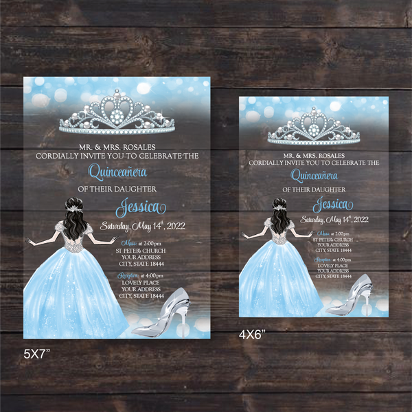 Cinderella Quinceanera Acrylic Invitation