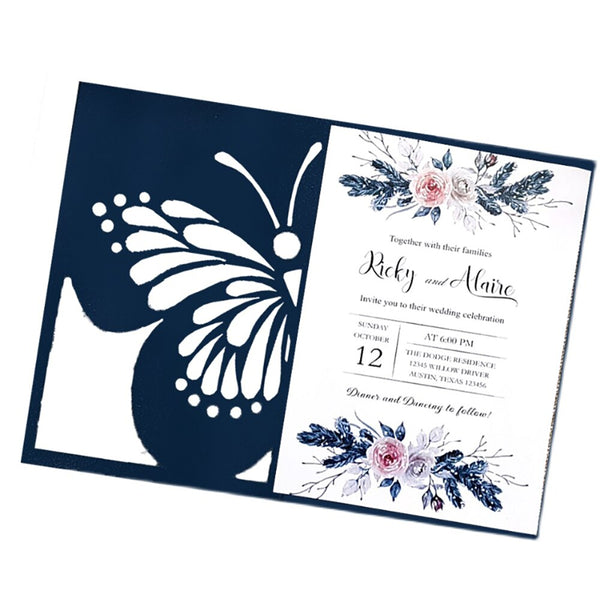 Butterfly Laser Cut Quinceanera Wedding Invitation