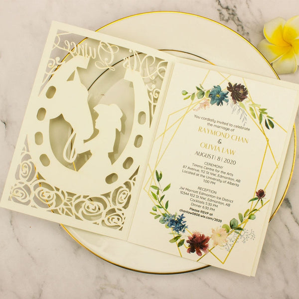 Western Quinceanera Theme Laser Cut Invitation