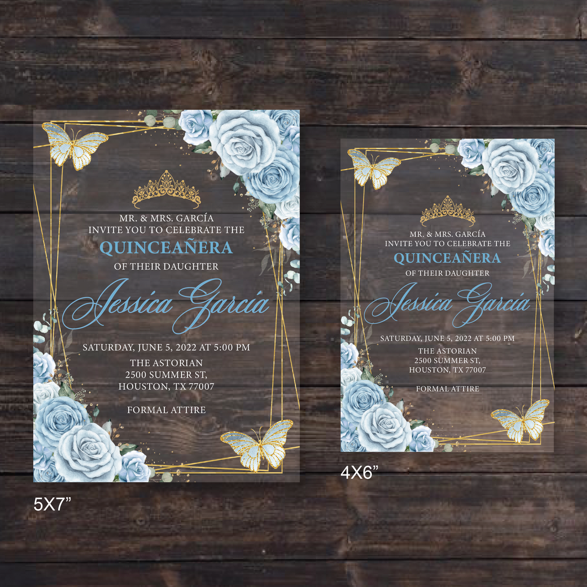 Blue & Gold Royalty Theme Invitations 5 x 7 Cardstock 100# – KMPrintSA