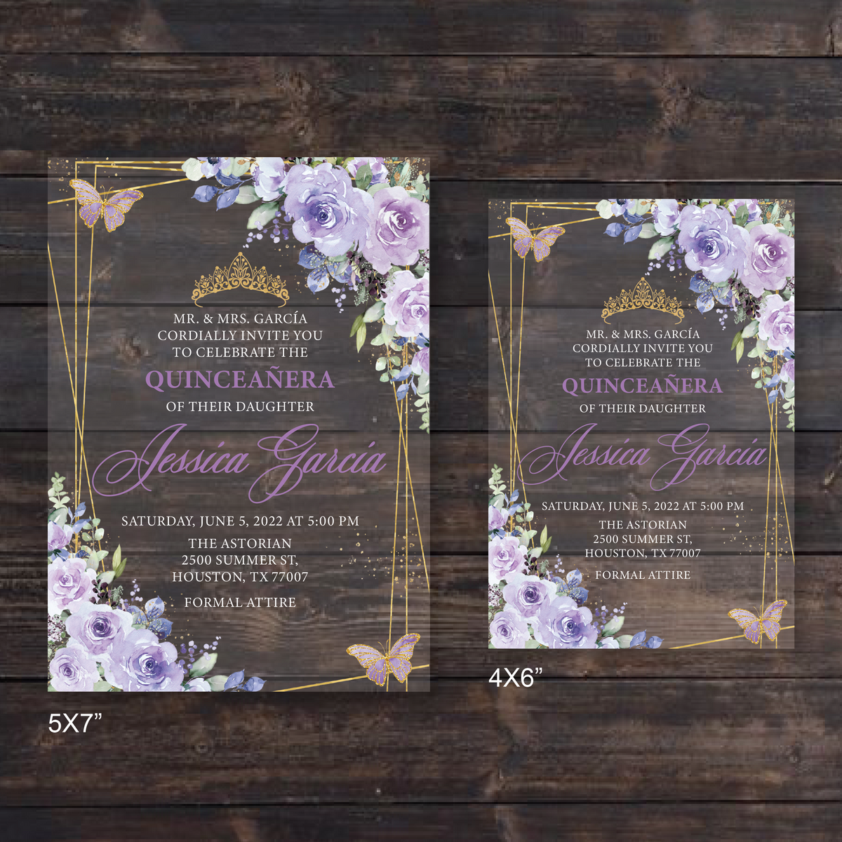 Sage Green Floral and Gold Geometric Acrylic Invitations – Invitations by  Luis Sanchez