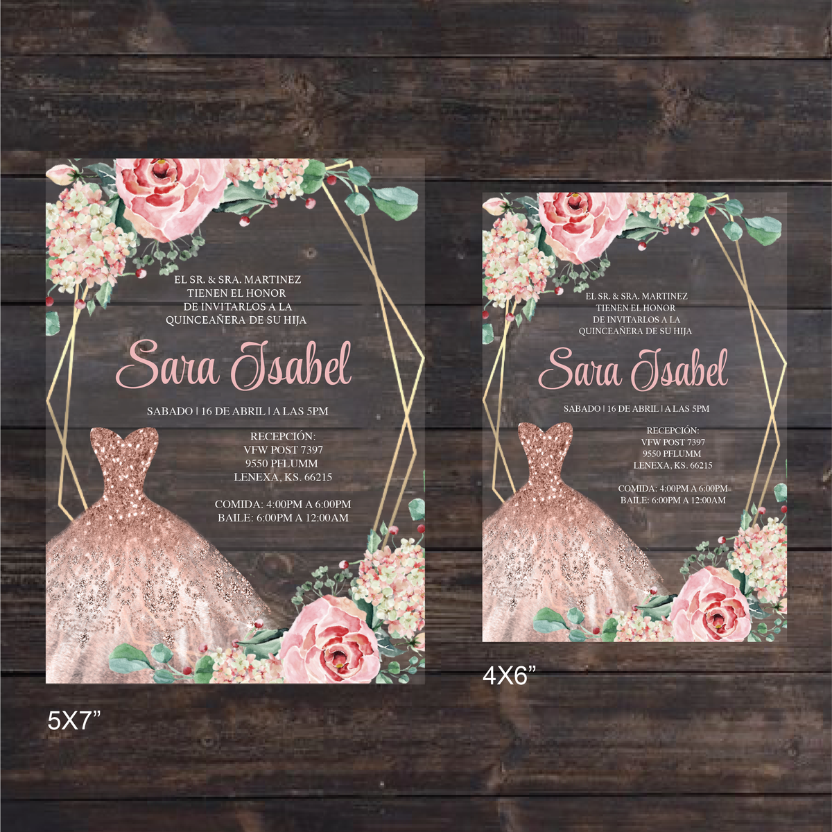 Rose Gold and Pink Floral Acrylic Invitation Invitations by Luis Sanchez