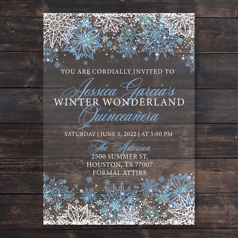 Winter Wonderland Snowflakes Acrylic Invitations