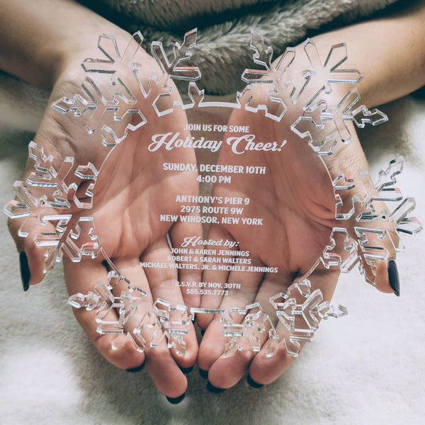 Snowflake Shape Winter Wonderland Acrylic Invitation