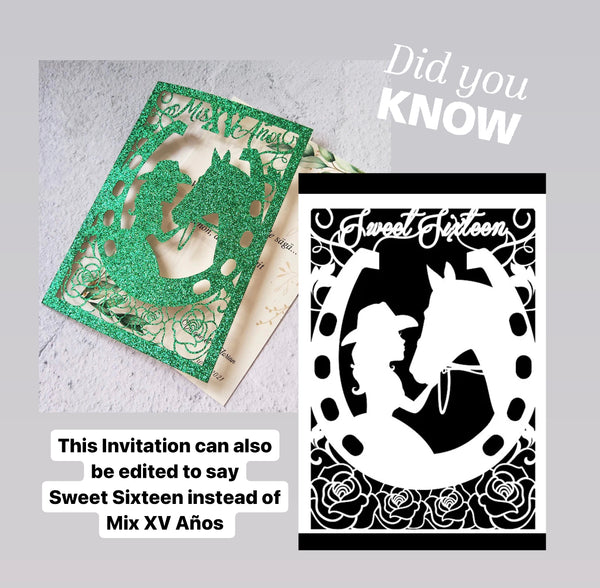 Western Quinceanera Theme Laser Cut Invitation