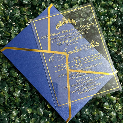 Gold Foil Frame Acrylic Invitation