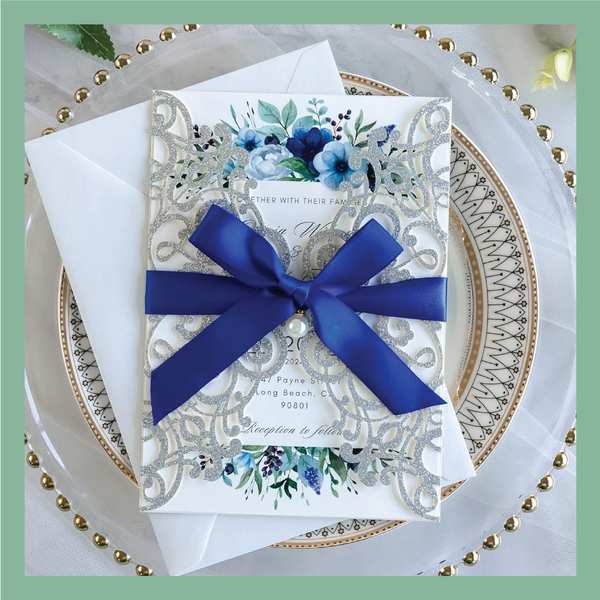 (75 Qty) | Silver Glitter Laser Cut Invitations CLEARANCE Bundle