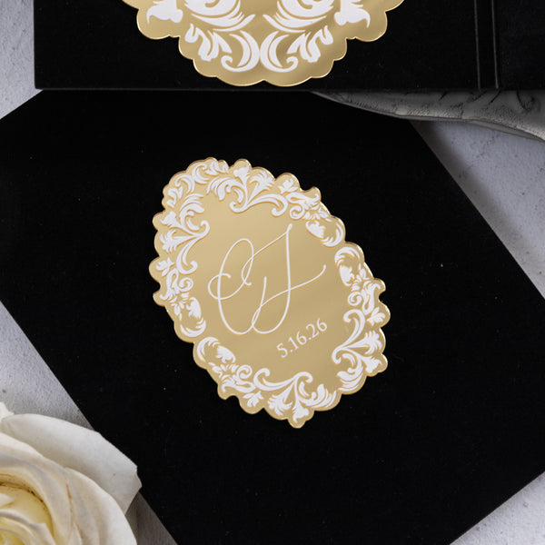 Luxury Gold Mirror Acrylic & Velvet Pocket Invitation