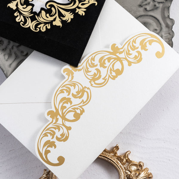 Luxury Gold Mirror Acrylic & Velvet Pocket Invitation