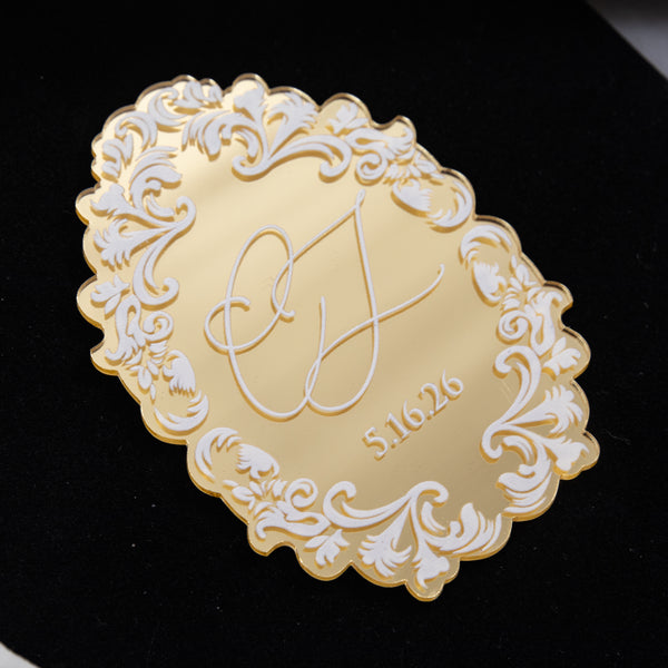 Luxury Gold Mirror Acrylic & Velvet Pocket Invitation