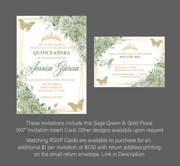 Sage Green Elegant Ribbon Laser Cut Invitations