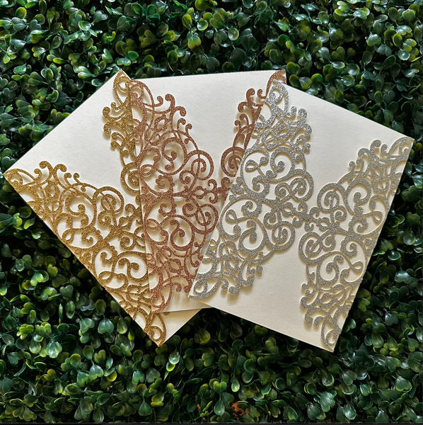 Quinceanera's on a Budget FB Group EXCLUSIVE! | Elegant Glitter Laser Cut Invitations with Ribbon Bow