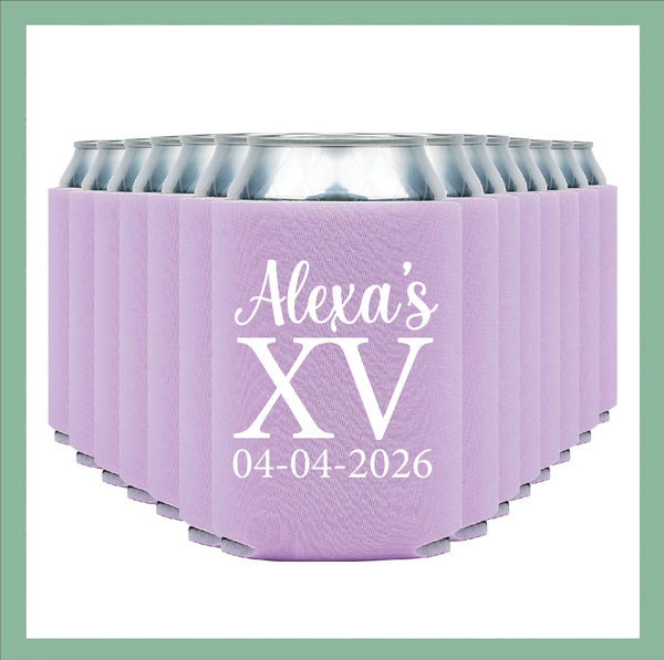 (48 Qty) | Lavender Purple Koozies with White Vinyl Lettering CLEARANCE Bundle
