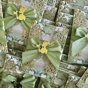 Princess Tiana and the Frog Gold Glitter and Sage Green Laser Cut Invitation