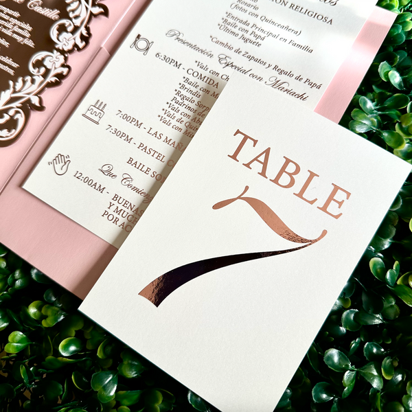 Luxury Pocket Rose Gold Mirror Acrylic Invitations with Foiled Inserts