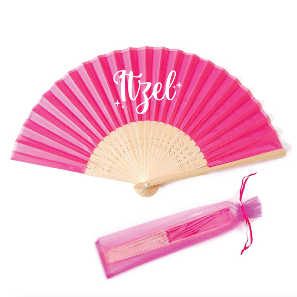Personalized Silk Bamboo Folded Handheld Fans (Sold by the Dozen)
