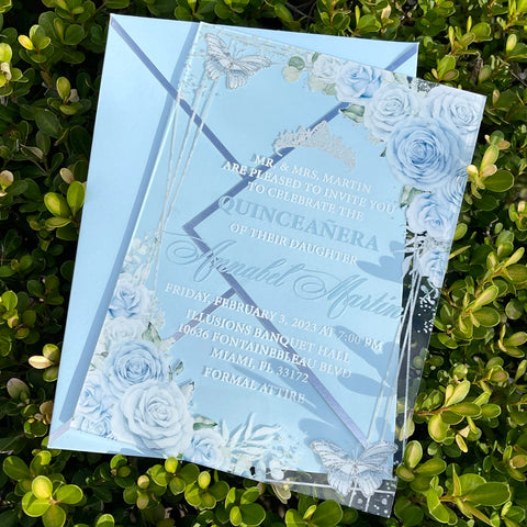 Pvc Invitation Acrylic Quinceañera Invitations | Clear Acrylic & PVC Invitations ...