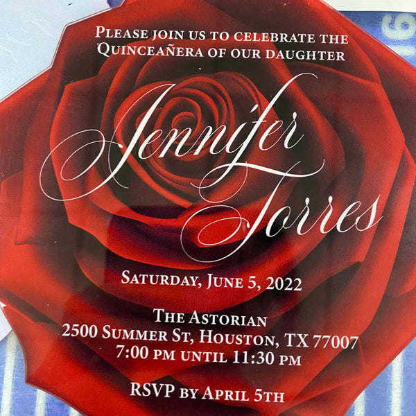 Red Rose Shape Acrylic Invitation