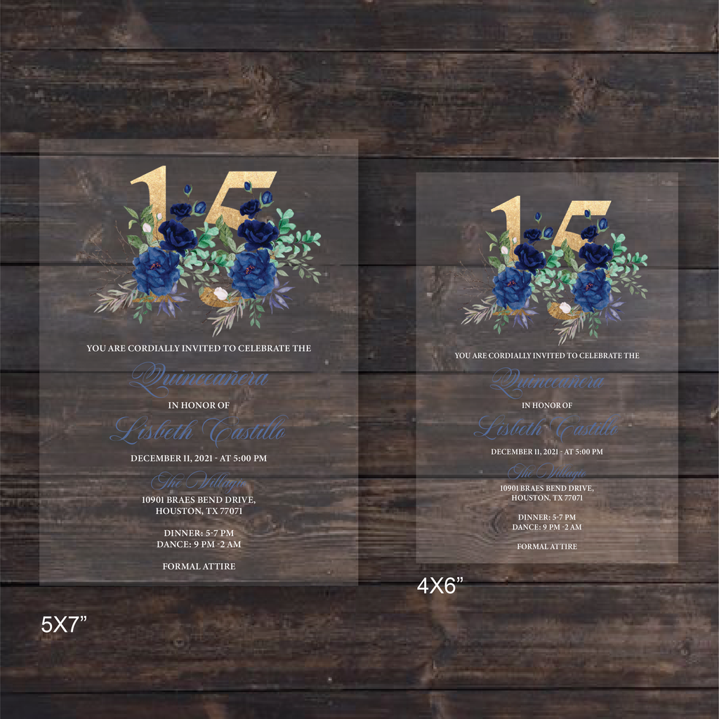 Quinceañera Invitation, Sapphire Blue Mis Quince Invitation, Acrylic Q –  World of Wedding Co.