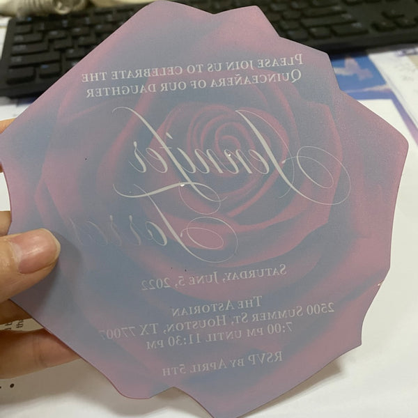 Red Rose Shape Acrylic Invitation