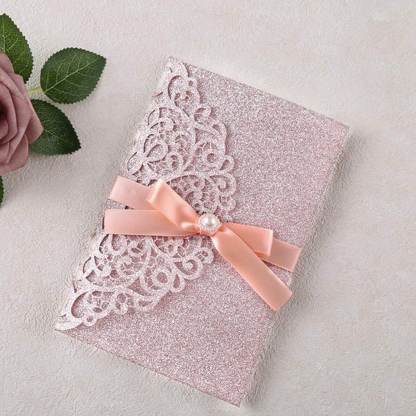 Rose Gold with Burgundy Floral Tri Fold Invitation