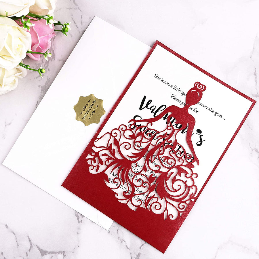 Quinceanera Dress Laser Cut Invitations – Invitations by Luis Sanchez