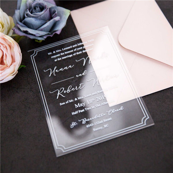 Elegant White Ink Frame Acrylic Invitations
