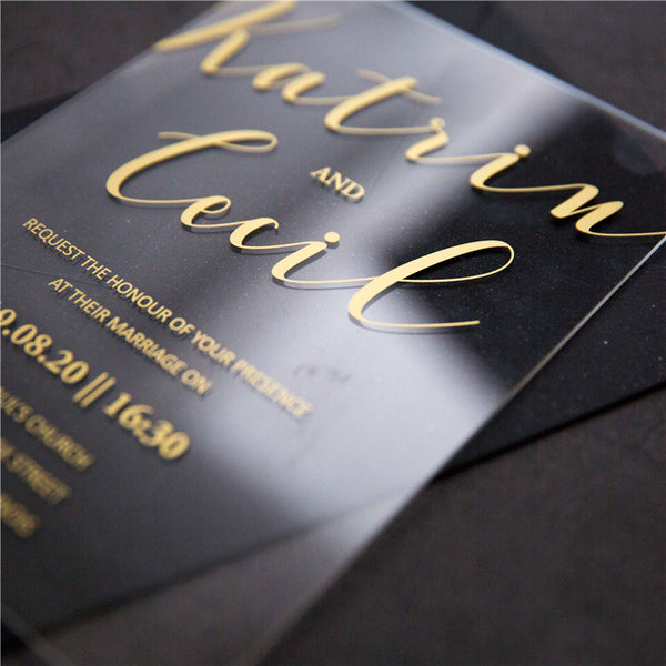 Gold Ink Acrylic Invitations