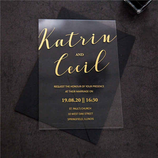 Gold Ink Acrylic Invitations