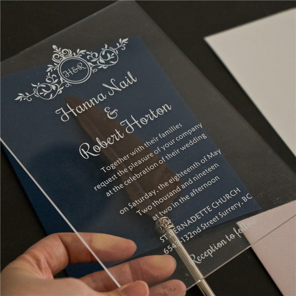 Elegant White Ink Acrylic Invitations
