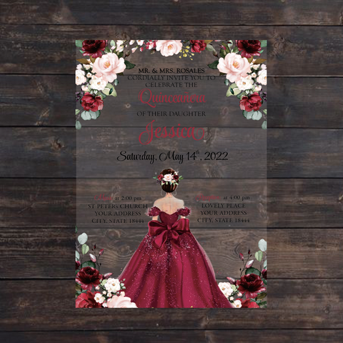 Black Floral Butterflies and Gold Geometric Acrylic Invitations –  Invitations by Luis Sanchez