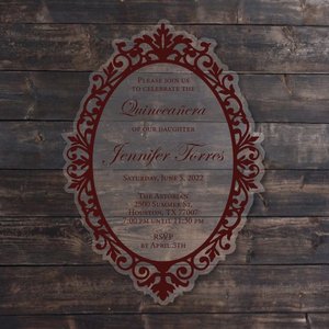 Burgundy Elegant Frame Shape Acrylic Invitation