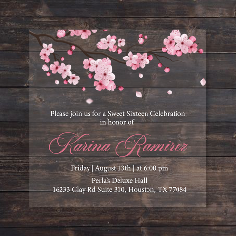 Cherry Blossom Square Acrylic Invitation