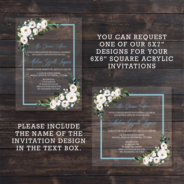 Custom Design Square Acrylic Invitation