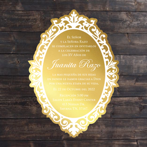 Gold Mirror Elegant Frame Acrylic Invitation