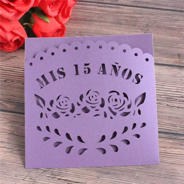 Papel Picado Quinceanera Laser Cut Pocket Invitation