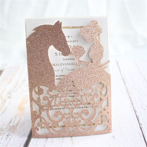 Quinceanera & Horse Western Glitter Laser Cut Invitation