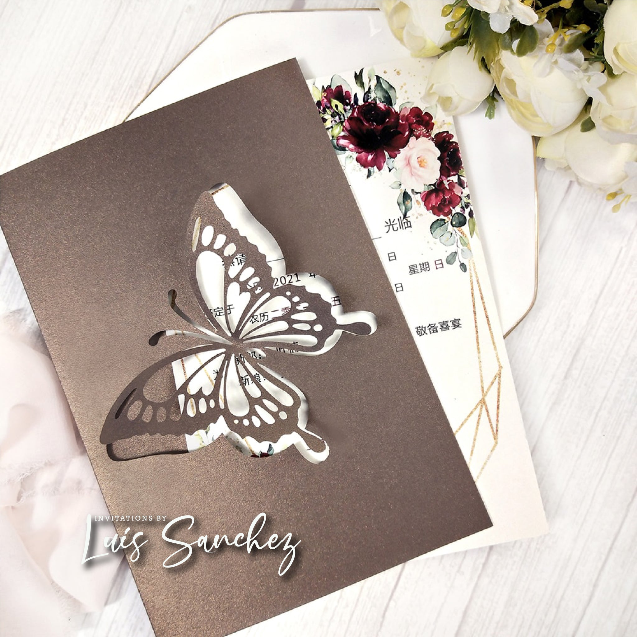 Butterfly Laser Cut Pocket Invitation – Invitations by Luis Sanchez, image size:2048x2048