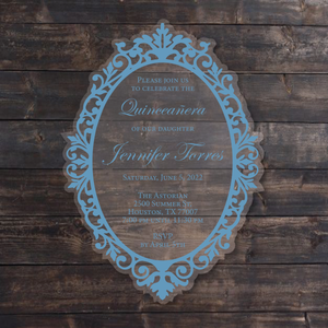 Light Blue Frame Shape Acrylic Invitation