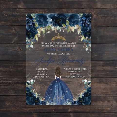 Rose Gold and Pink Floral Acrylic Quinceanera Invitation – Invitations by  Luis Sanchez