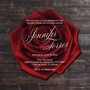Red Rose Shape Acrylic Invitation