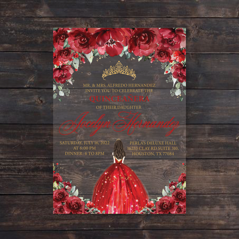 Ivory Floral and Rose Gold Acrylic Invitation – Invitations by Luis Sanchez