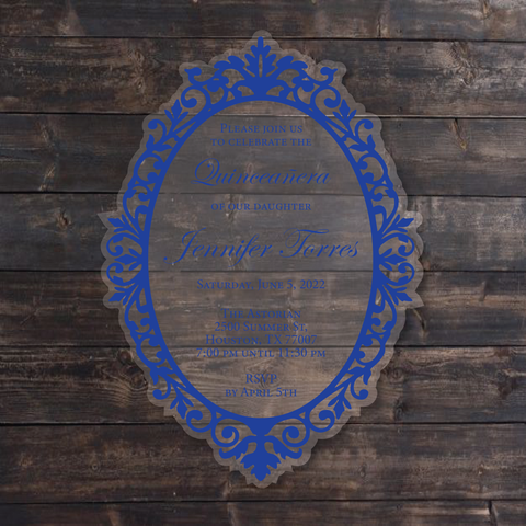 Royal Blue Elegant Frame Shape Acrylic Invitation