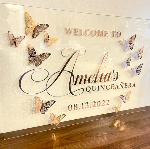 24X36" Custom Butterfly Acrylic Welcome Sign - Local Pickup in Fort Worth, TX