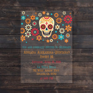 Sugar Skull Colorful Fiesta Acrylic Invitation