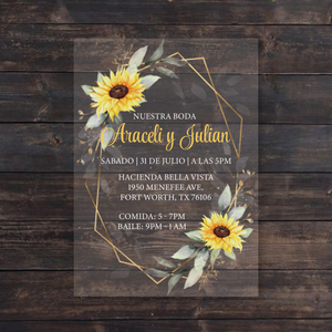 Sunflower Frame Acrylic Wedding Invitation